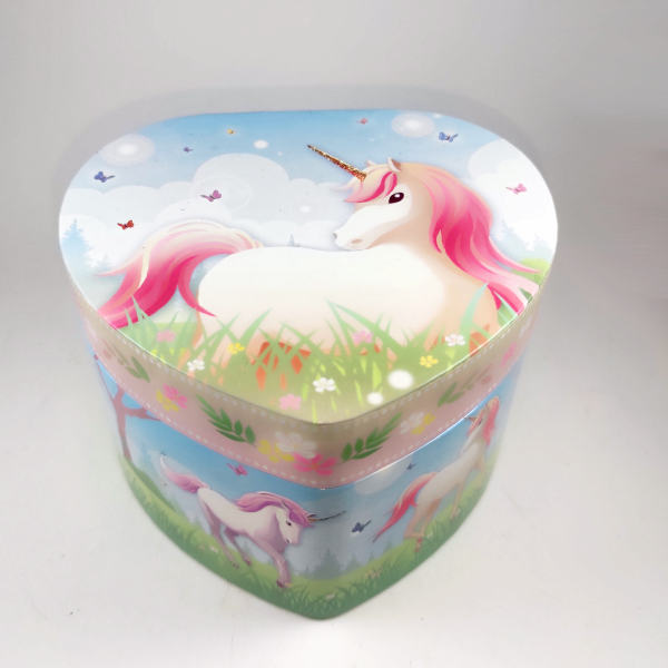 Κοσμηματοθήκη καρδιά μουσικό κουτί με μονόκερο