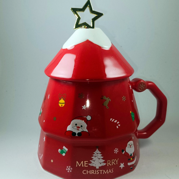 Χριστουγεννιάτικη κούπα δέντρο με καπάκι