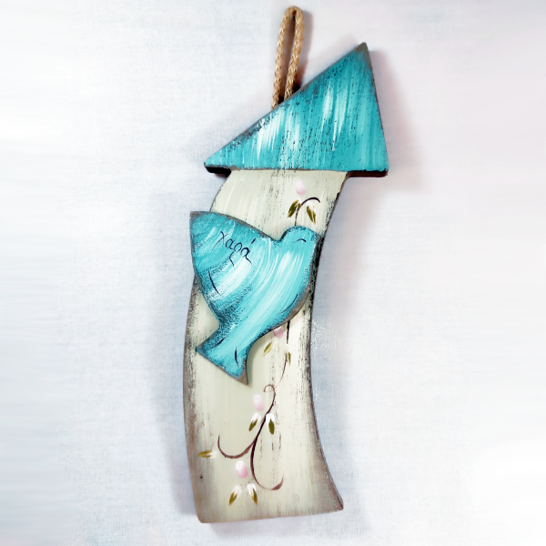 Χειροποίητο επιτοίχιο σπιτάκι με περιστέρι "Χαρά"