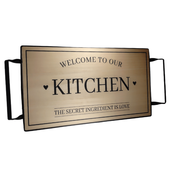 Δίσκος ξύλινος με μεταλλικά ποδαράκια