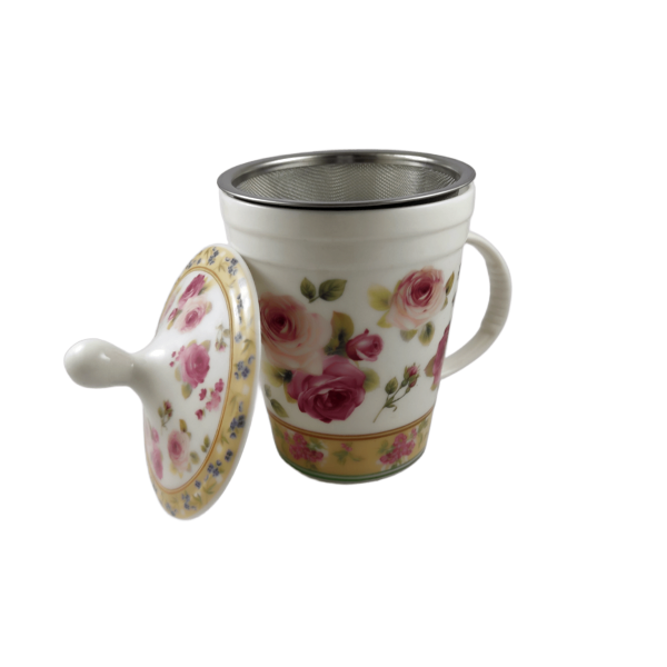 Κεραμική κούπα με καπάκι και σουρωτήρι