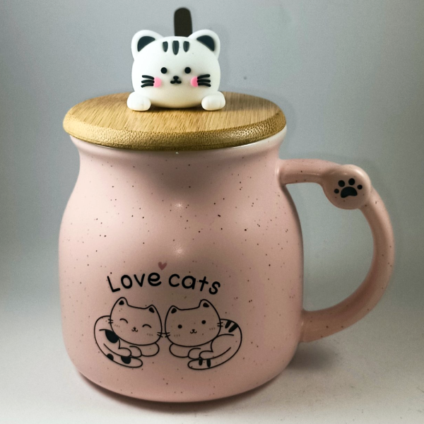 Κεραμική κούπα με ξύλινο καπάκι και κουτάλι