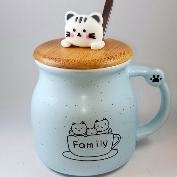 Κεραμική κούπα με ξύλινο καπάκι και κουτάλι