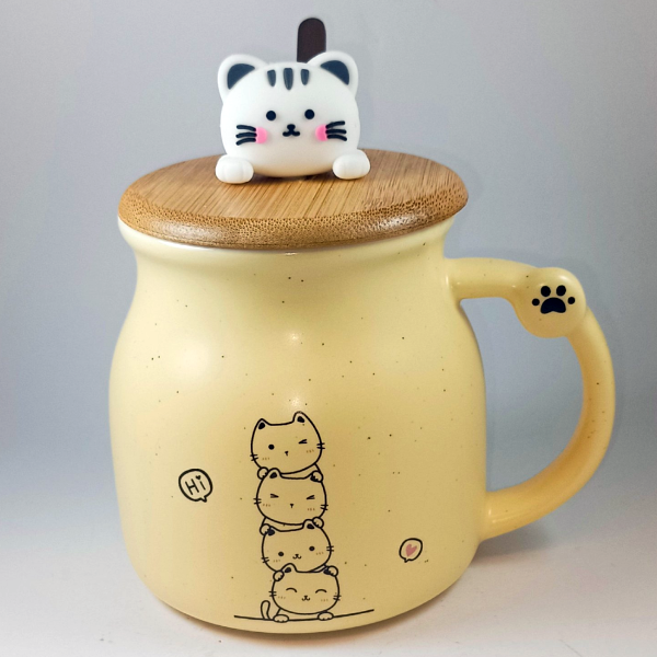 Κεραμική κούπα με ξύλινο καπάκι και κουτάλι