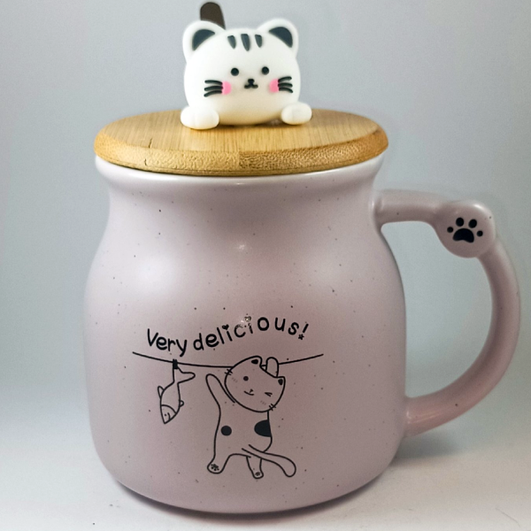 Κεραμική κούπα με ξύλινο καπάκι και κουτάλι