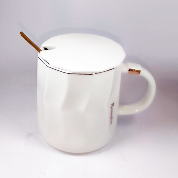 Κεραμική κούπα με καπάκι και κουτάλι