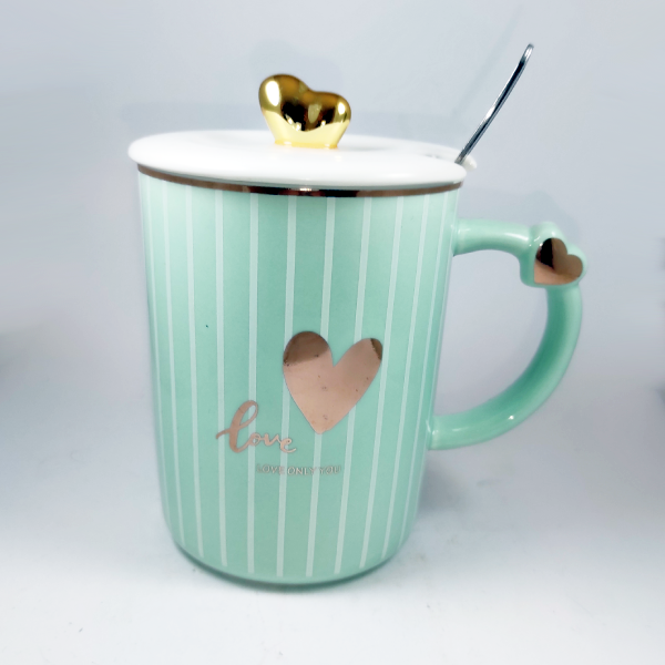 Κεραμική κούπα με καπάκι  και κουτάλι