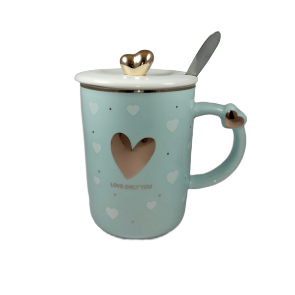 Κεραμική κούπα με καπάκι και κουτάλι