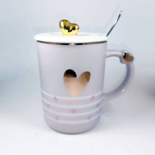 Κεραμική κούπα με καπάκι και κουτάλι