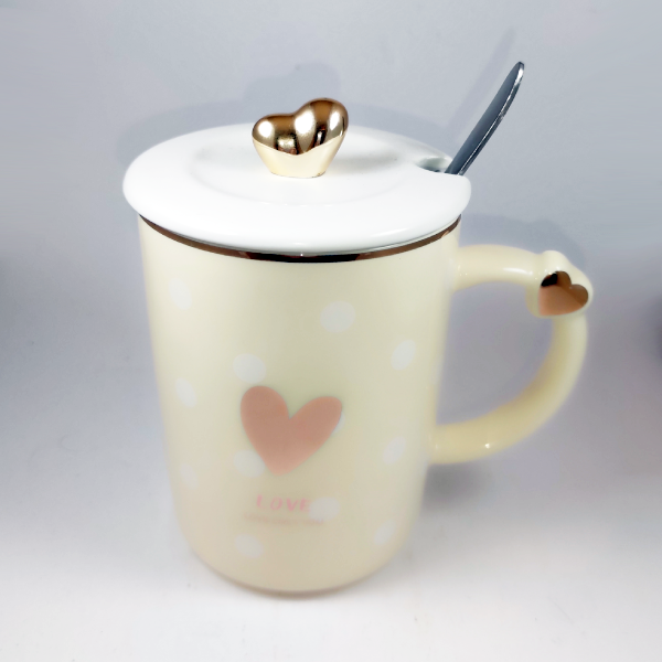 Κεραμική κούπα με καπάκι και κουτάλι