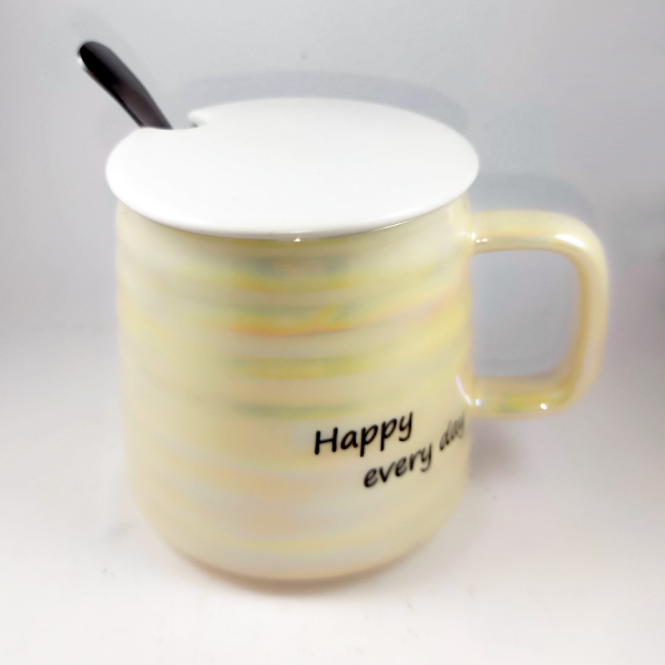 Κεραμική κούπα με καπάκι και κουτάλι