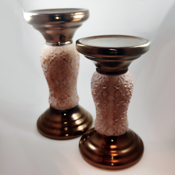 Κηροπήγιο κεραμικό με ανάγλυφο μοτίβο - μεγάλο