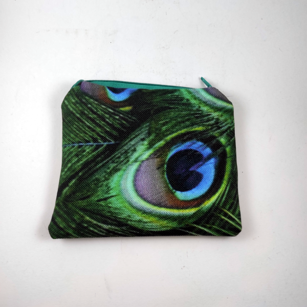 Χειροποίητο πορτοφολάκι με φτερό παγωνιού