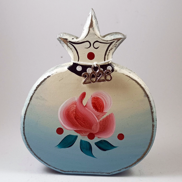 Χειροποίητο επιτραπεζιο ρόδι με λουλούδι