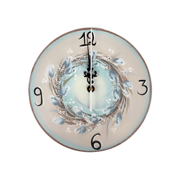 Χειροποίητο ρολόι τοίχου με λουλούδια