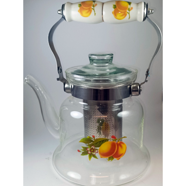 Πυρίμαχη γυάλινη τσαγιέρα με σουρωτήρι